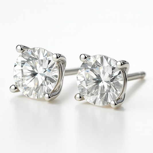 3 Carat to 8 Carat Round Brilliant Solitaire Diamond Stud Earrings