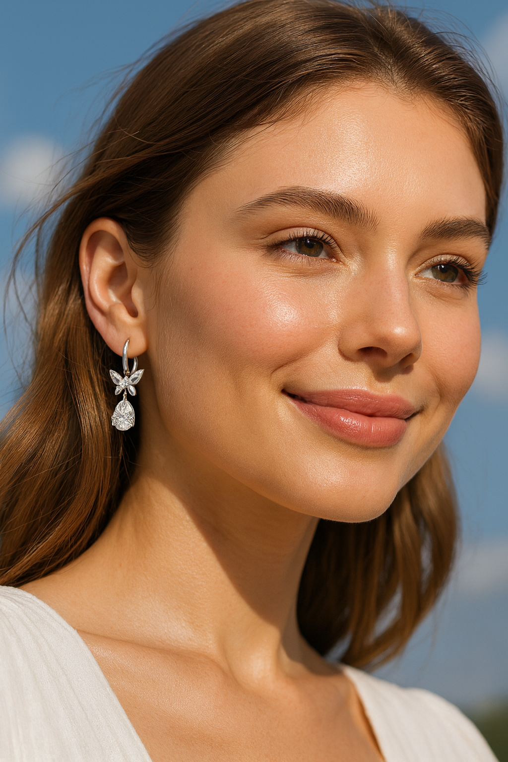 2 Carat Drop Butterfly Pear Earrings