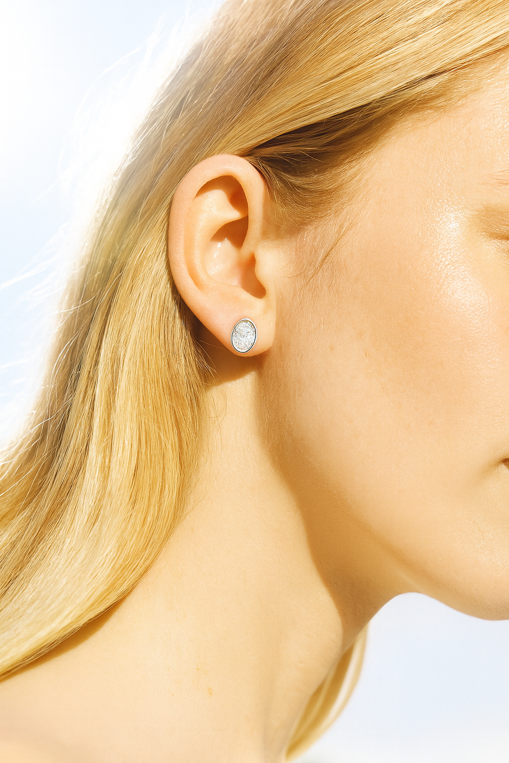 4 Carat Oval Bezel Set Diamond Stud Earrings,