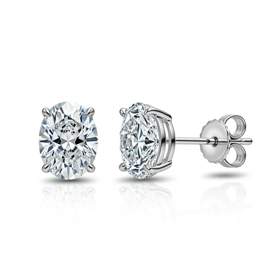 2 Carat Oval Cut Diamond Stud Earrings