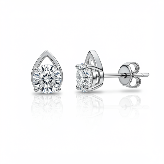 2 Carat Round Diamond Solitaire Stud Earrings
