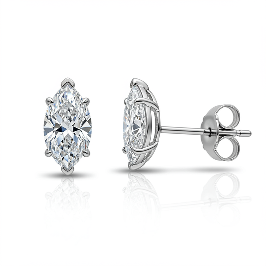 2 Carat Marquis-Cut Diamond Stud Earrings