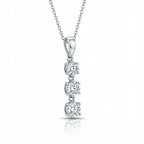 Triple Round Cut Diamond Pendant with Chain
