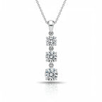 Triple Round Cut Diamond Pendant with Chain
