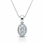 Oval Diamond Pendant Necklace with Chain