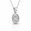 Oval Diamond Pendant Necklace with Chain