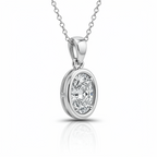 Oval Diamond Pendant Necklace with Chain