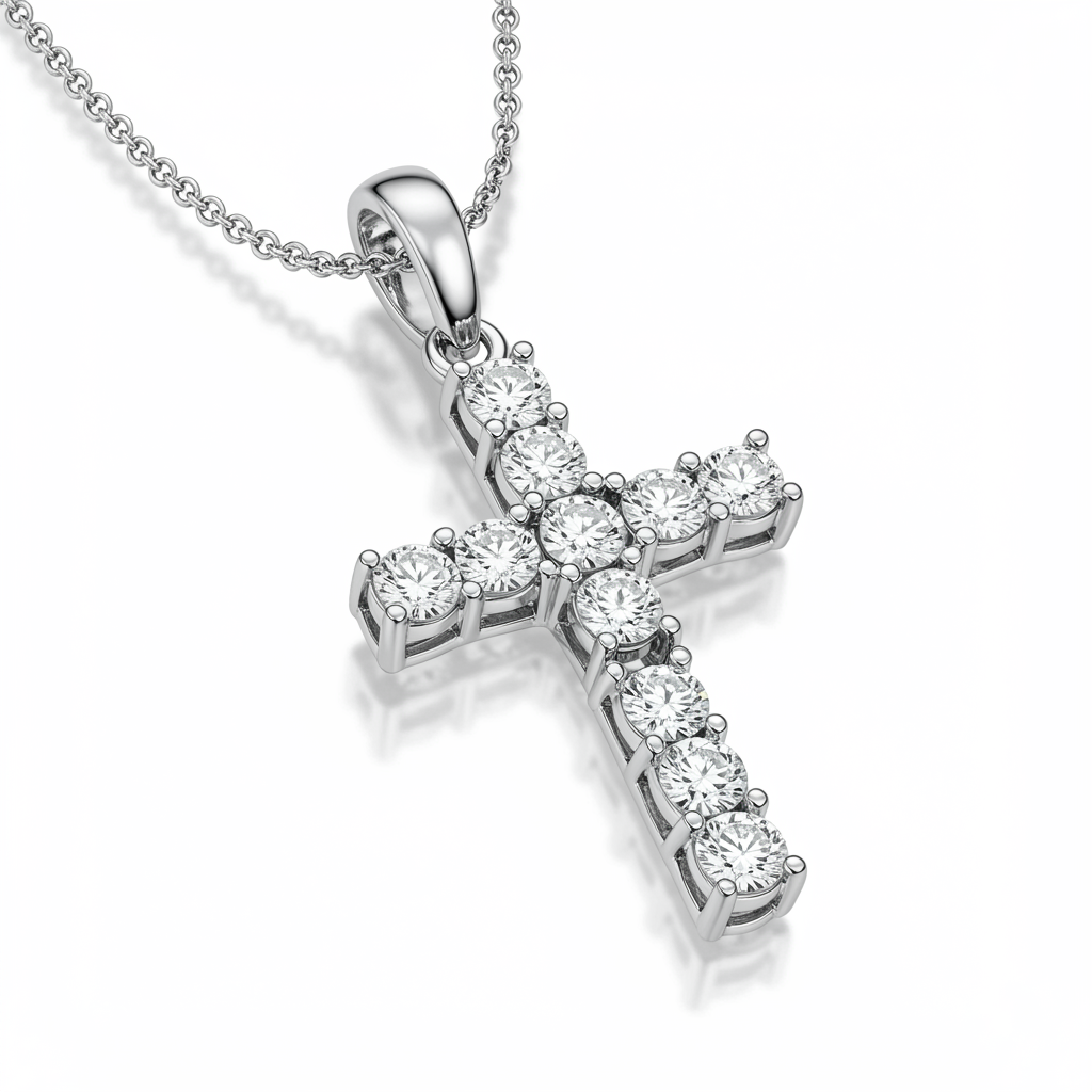 Sleek Diamond Cross Necklace with Chain
