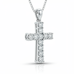 Sleek Diamond Cross Necklace with Chain