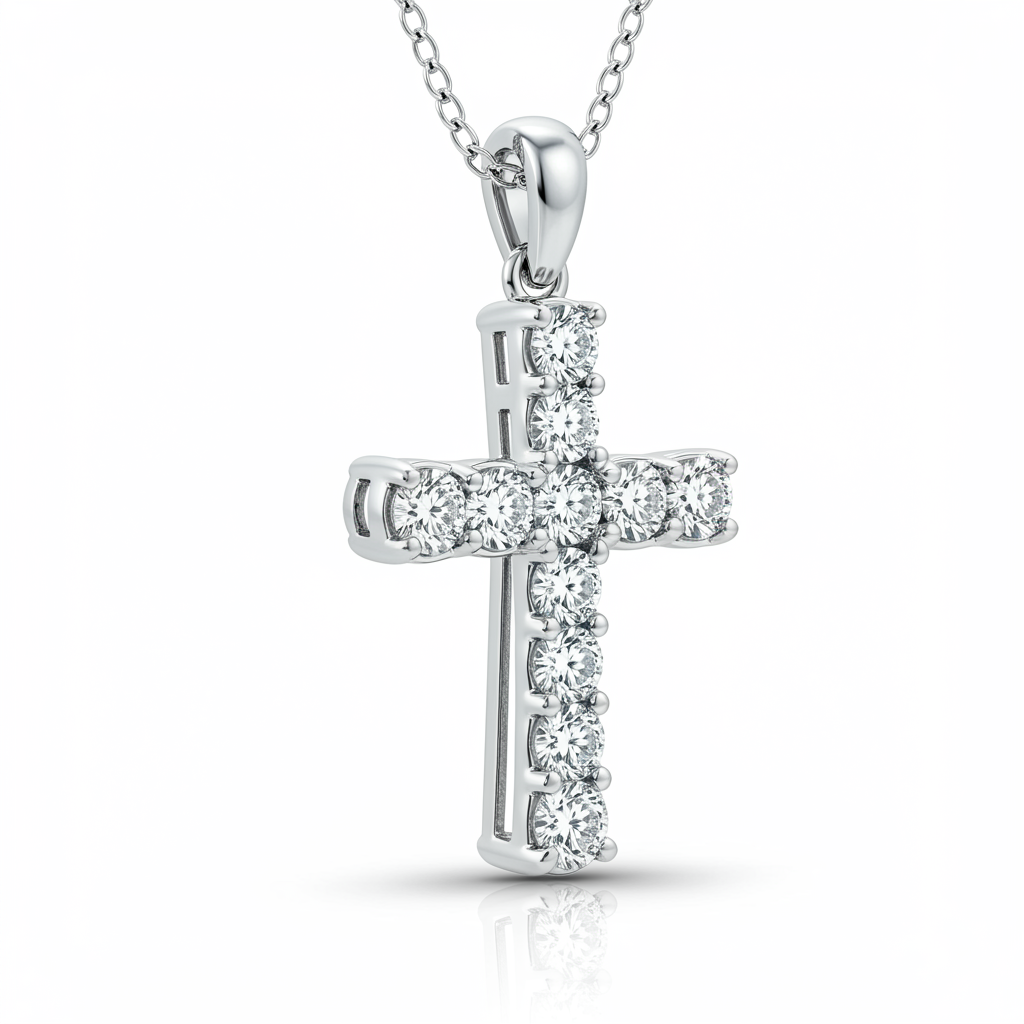 Sleek Diamond Cross Necklace with Chain