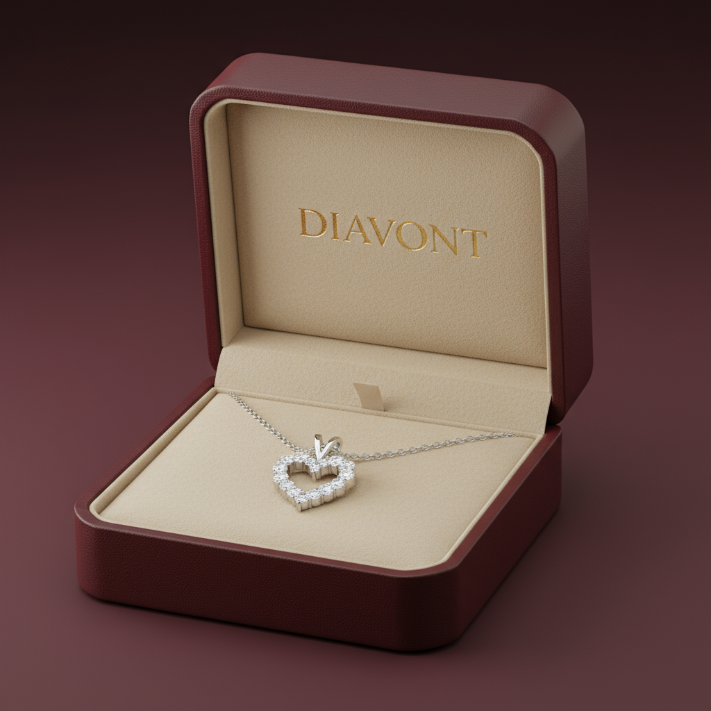Heart Diamond Pendant Necklace with Chain