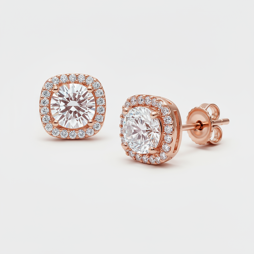Cushion Diamond Stud Earrings