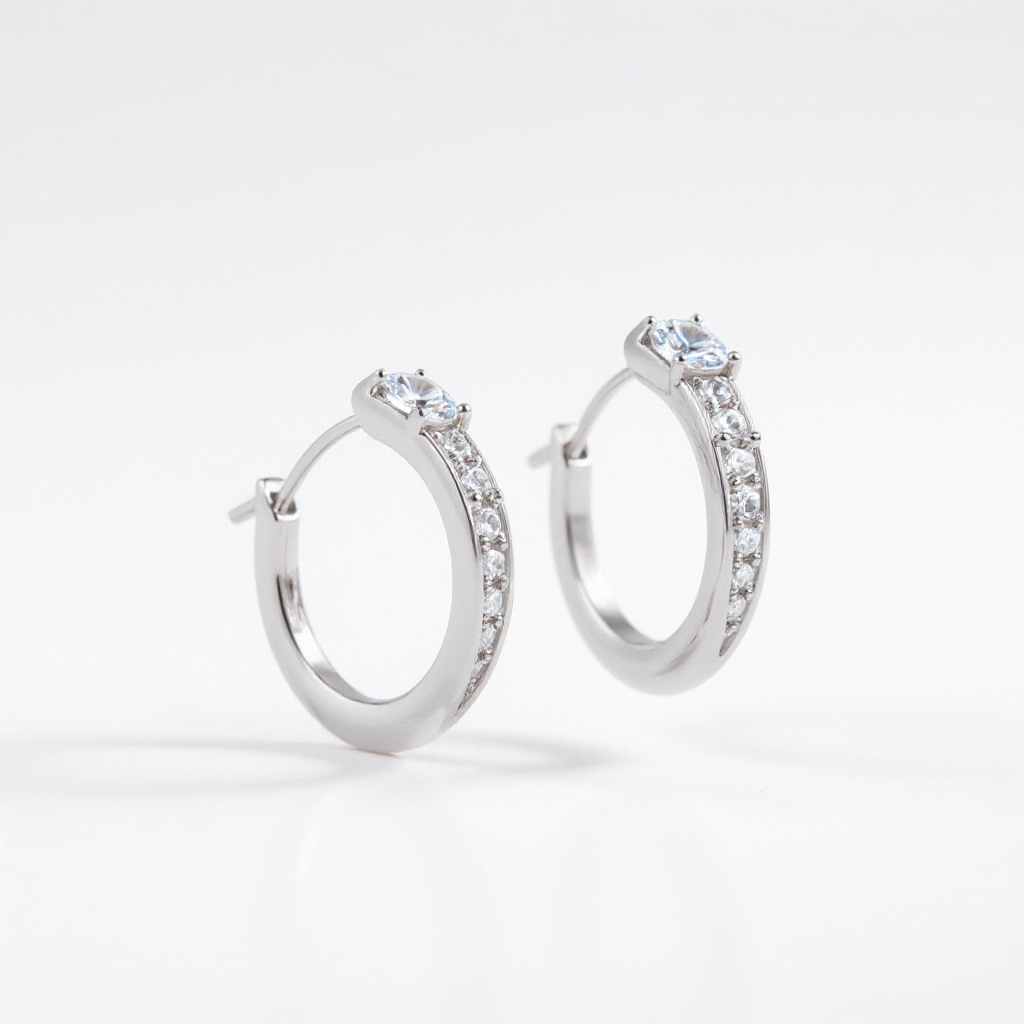 1 Carat, Colour D-E, Clarity VVS-VS, Diamond Graduated Hoop Earrings