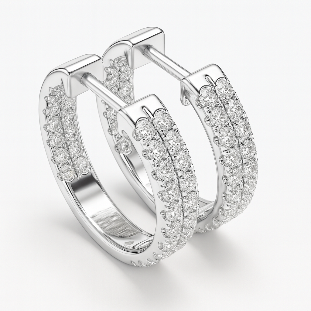 2 Carat Diamond Snuggie Hoops in Gold