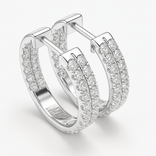 2 Carat Diamond Snuggie Hoops in Gold
