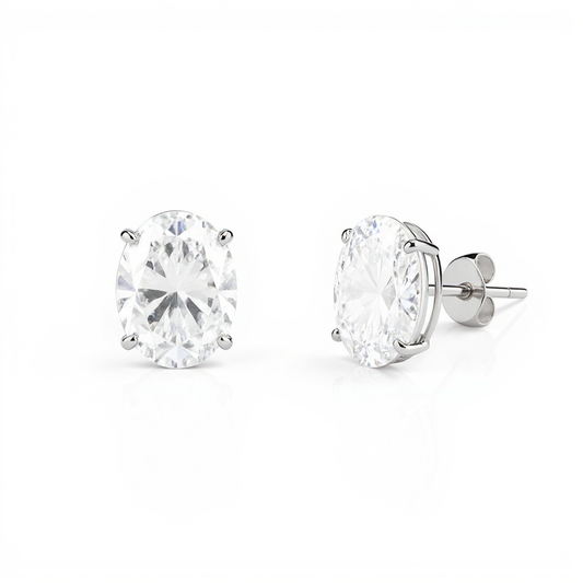 2 Carat Oval Cut Diamond Stud Earrings