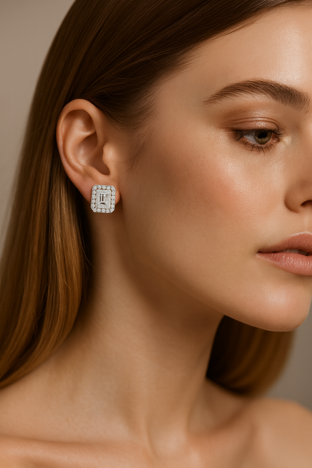 4 Carat Emerald Cut Diamond Stud Earrings Sterling Silver