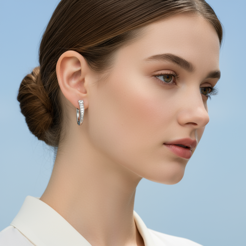 1 Carat, Colour D-E, Clarity VVS-VS, Diamond Graduated Hoop Earrings
