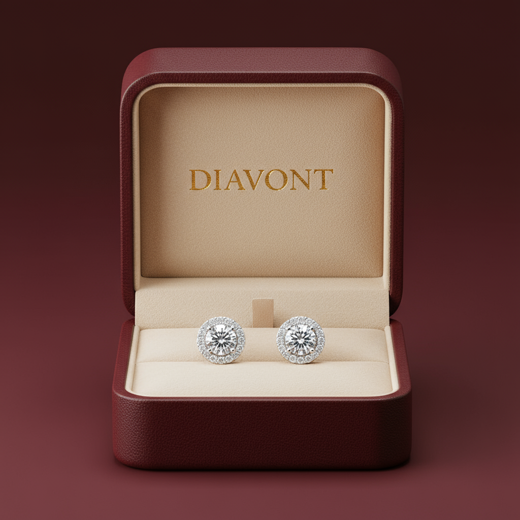 4 Carat Halo Cut Diamond Stud Earrings