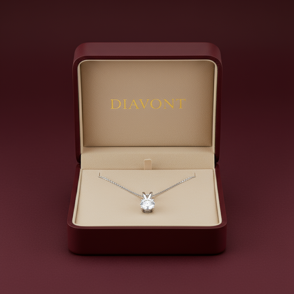 Round Solitaire Diamond Pendant with Chain