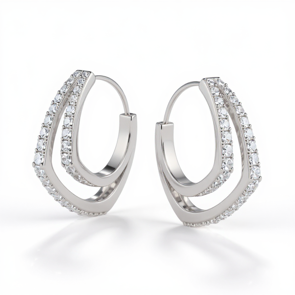 1 Carat, Colour D-E, Clarity VVS-VS, Double loop Hoop Earrings