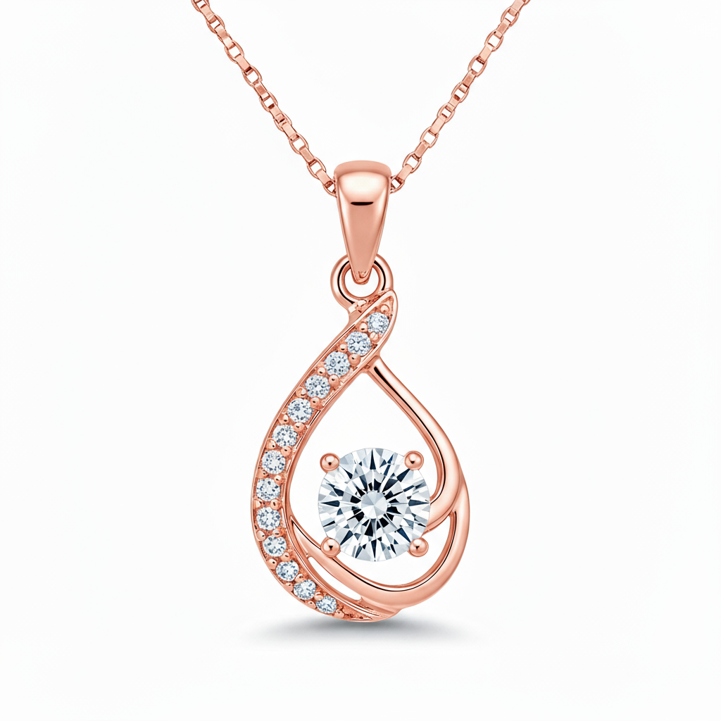 Raindrop Diamond Pendant with Chain in 10K Gold
