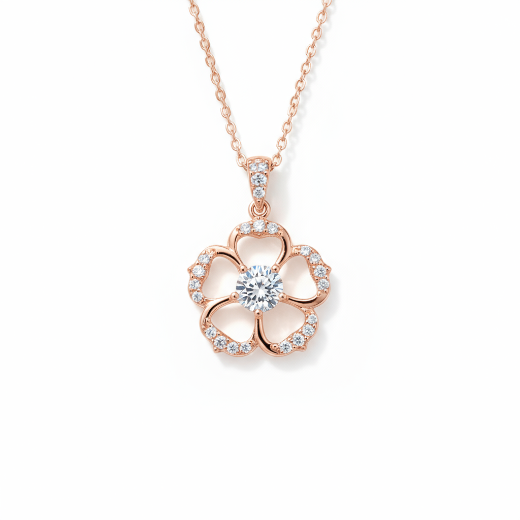 Floral Diamond Pendant with Chain