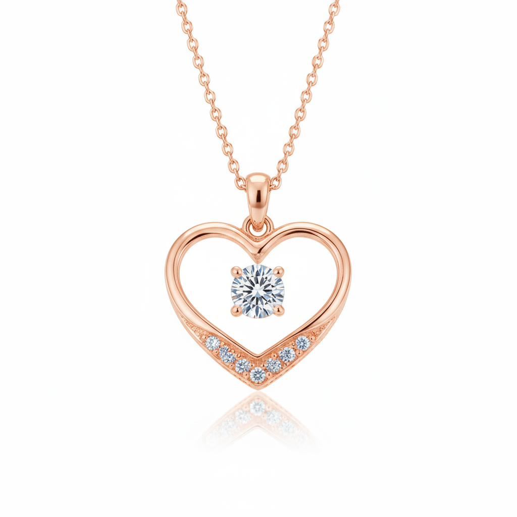 Diamond Heart-Shaped Pendant with Chain