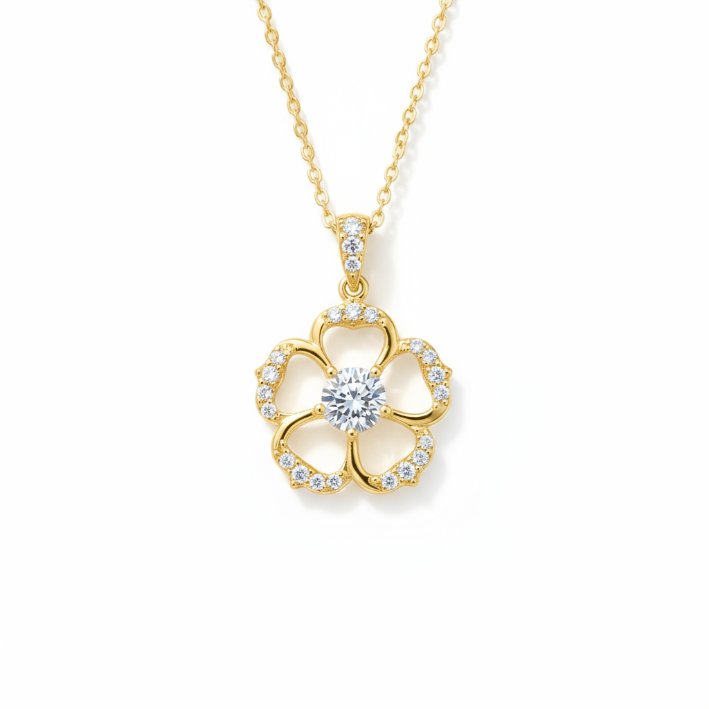 Floral Diamond Pendant with Chain
