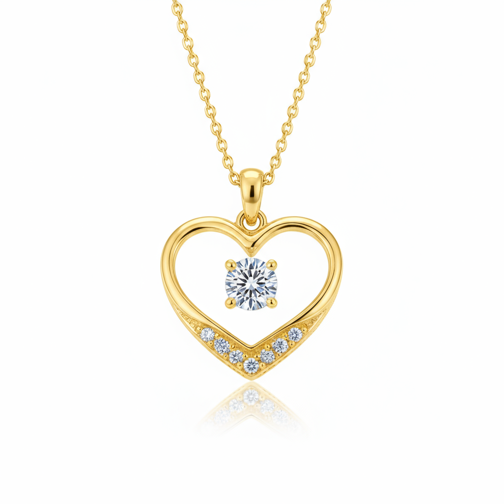 Diamond Heart-Shaped Pendant with Chain