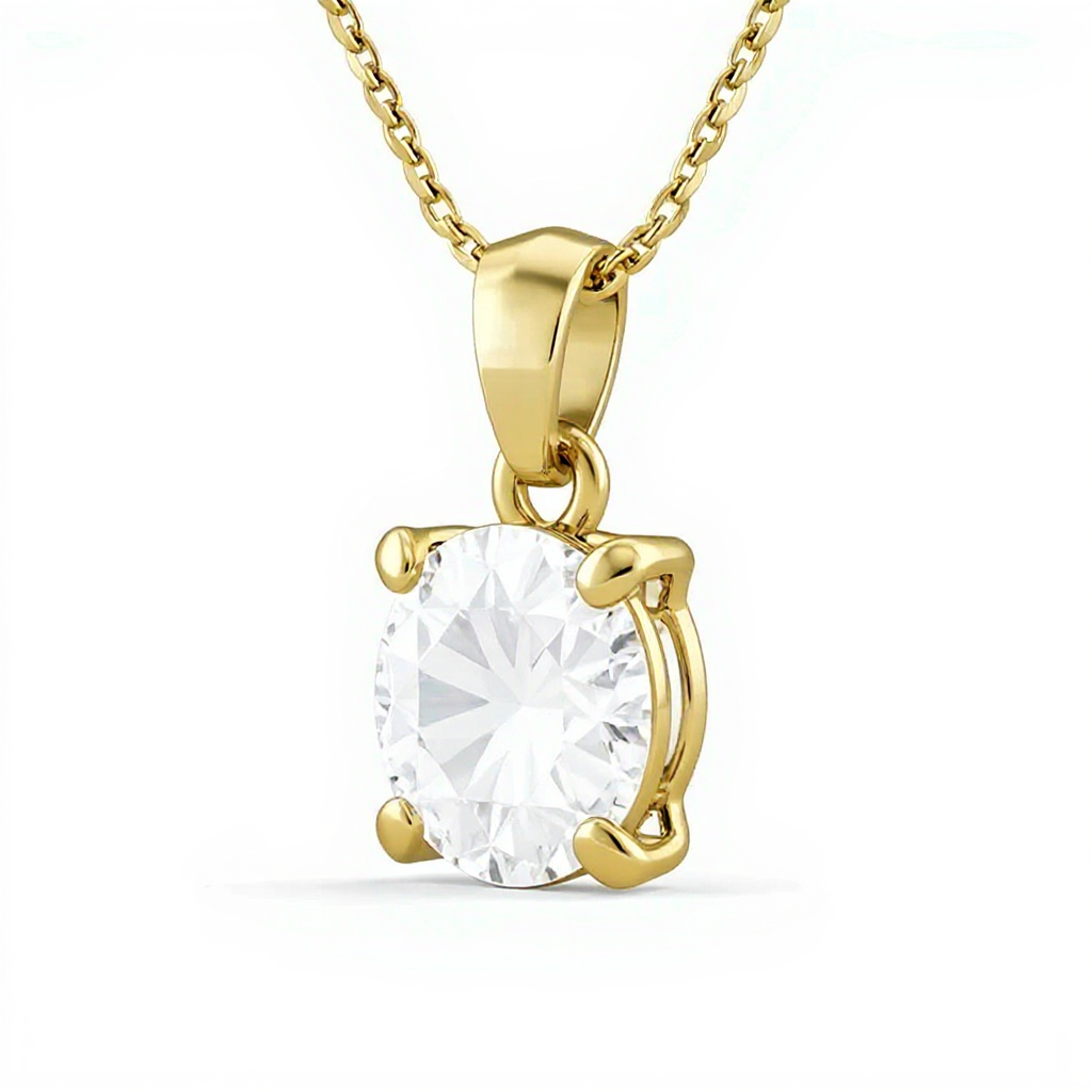 1 Carat Classic Solitaire Diamond Pendant with Chain