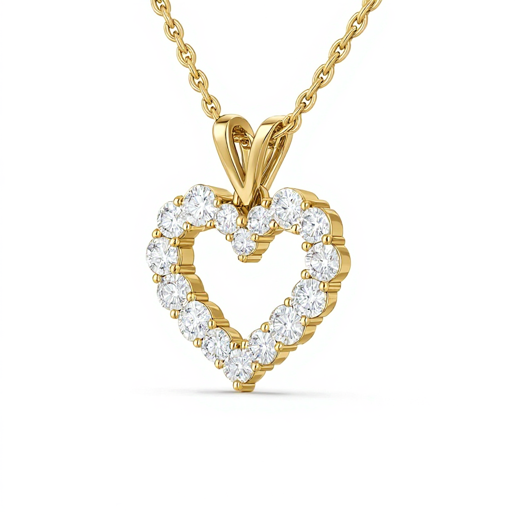 1 Carat, Colour D-E, Clarity VVS-VS Heart Diamond Pendant Necklace with Chain in Sterling Silver