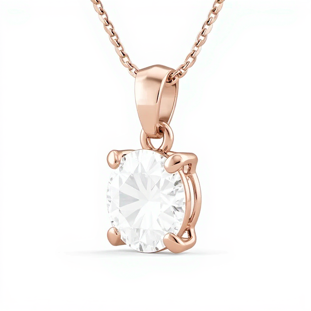 1 Carat Classic Solitaire Diamond Pendant with Chain