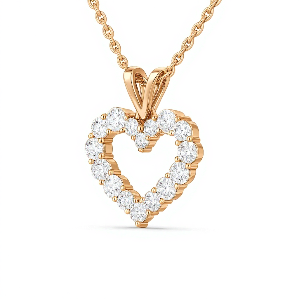 1 Carat, Colour D-E, Clarity VVS-VS Heart Diamond Pendant Necklace with Chain in Sterling Silver