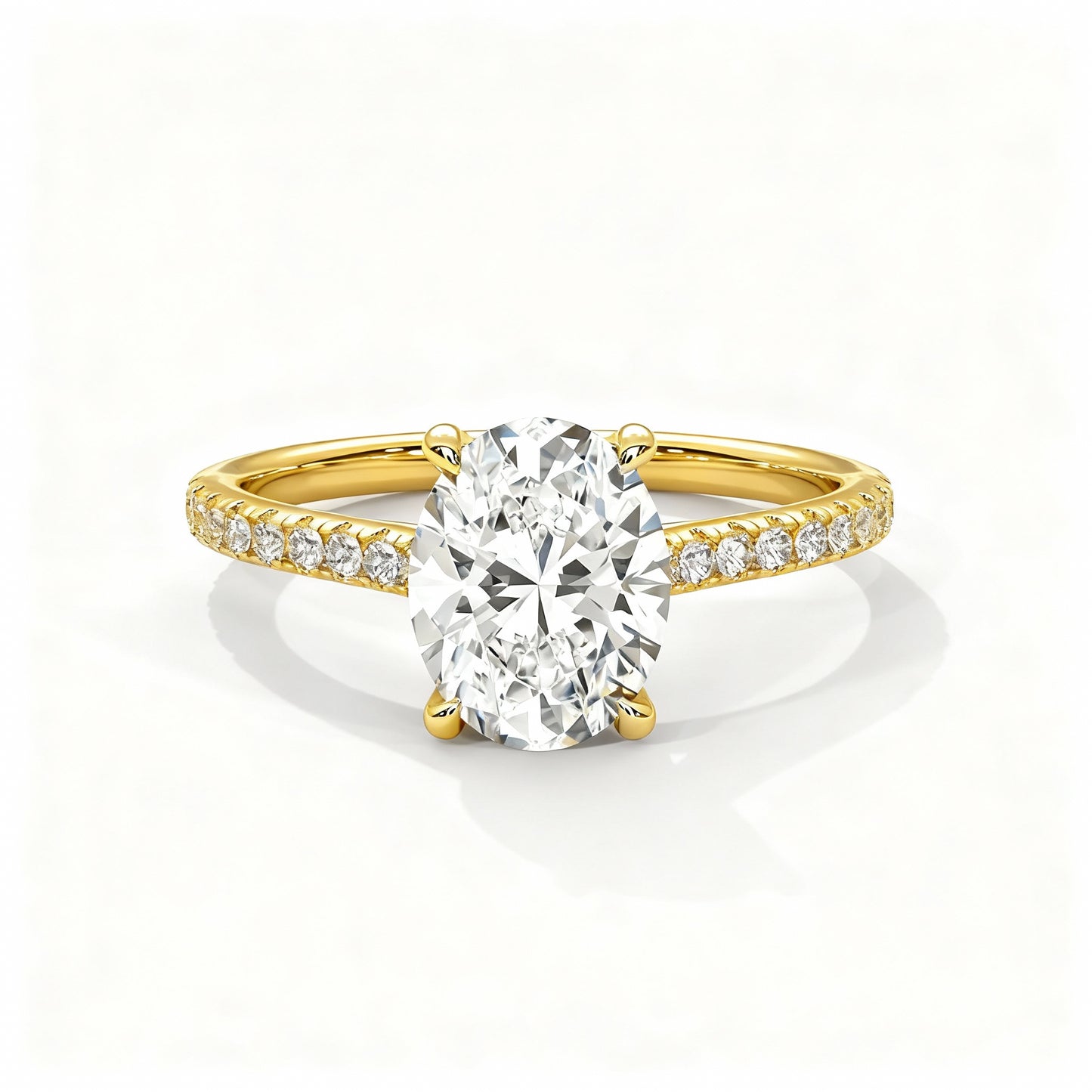 2 Carat, D-E Colour, VVS-VS Clarity, Excellent Cut, Oval Cut Sidestone Ring