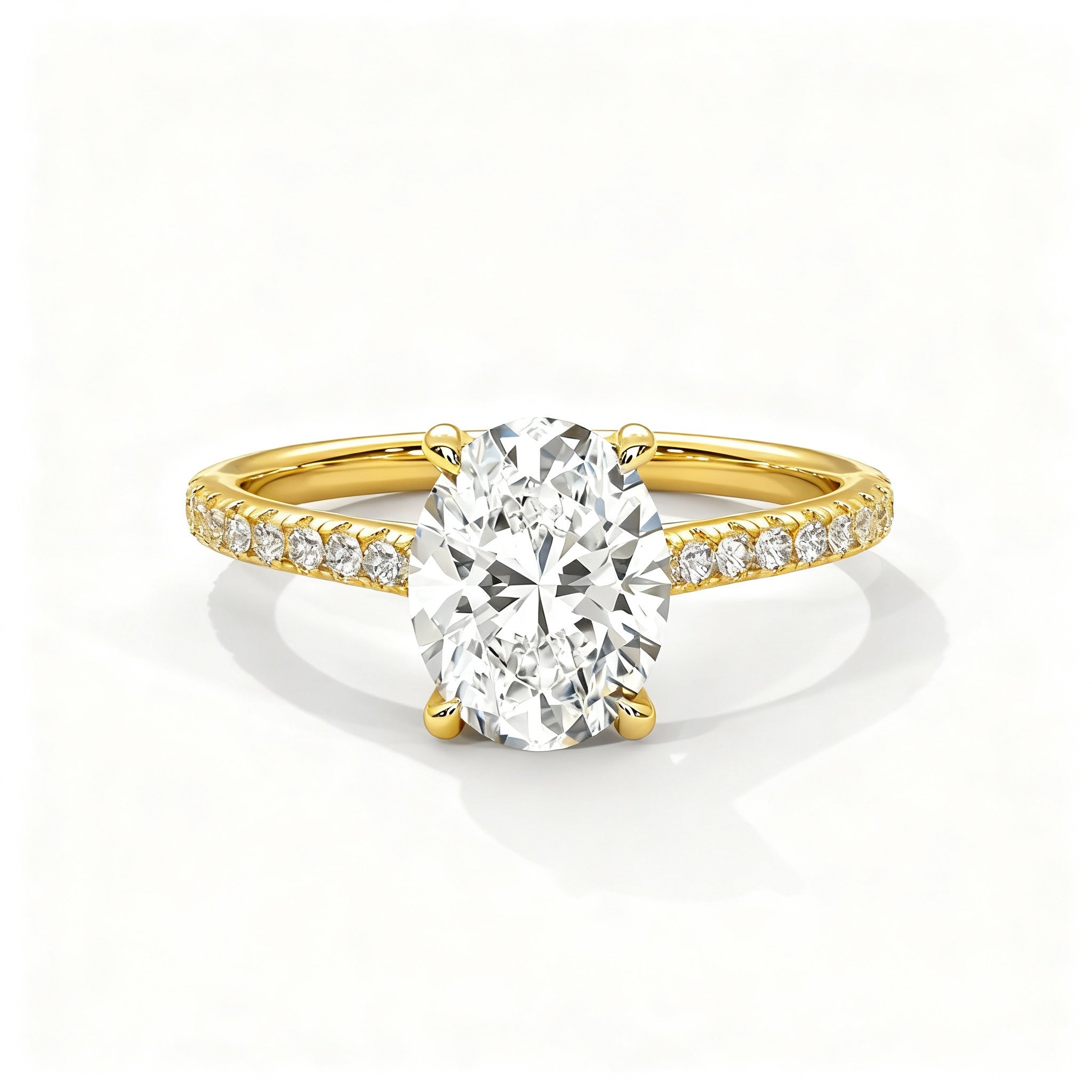 2 Carat, D-E Colour, VVS-VS Clarity, Excellent Cut, Oval Cut Sidestone Ring