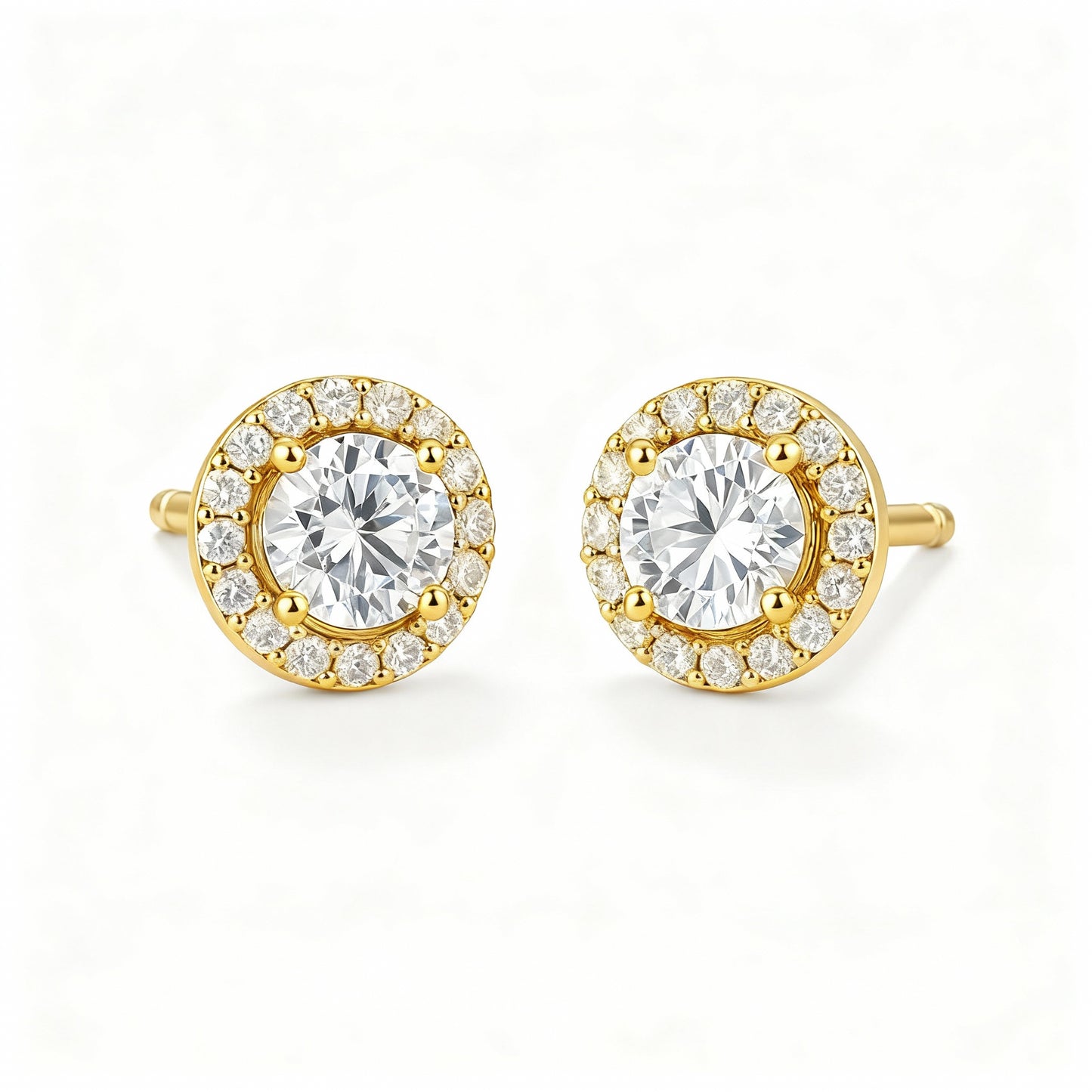 4 Carat Halo Cut Diamond Stud Earrings