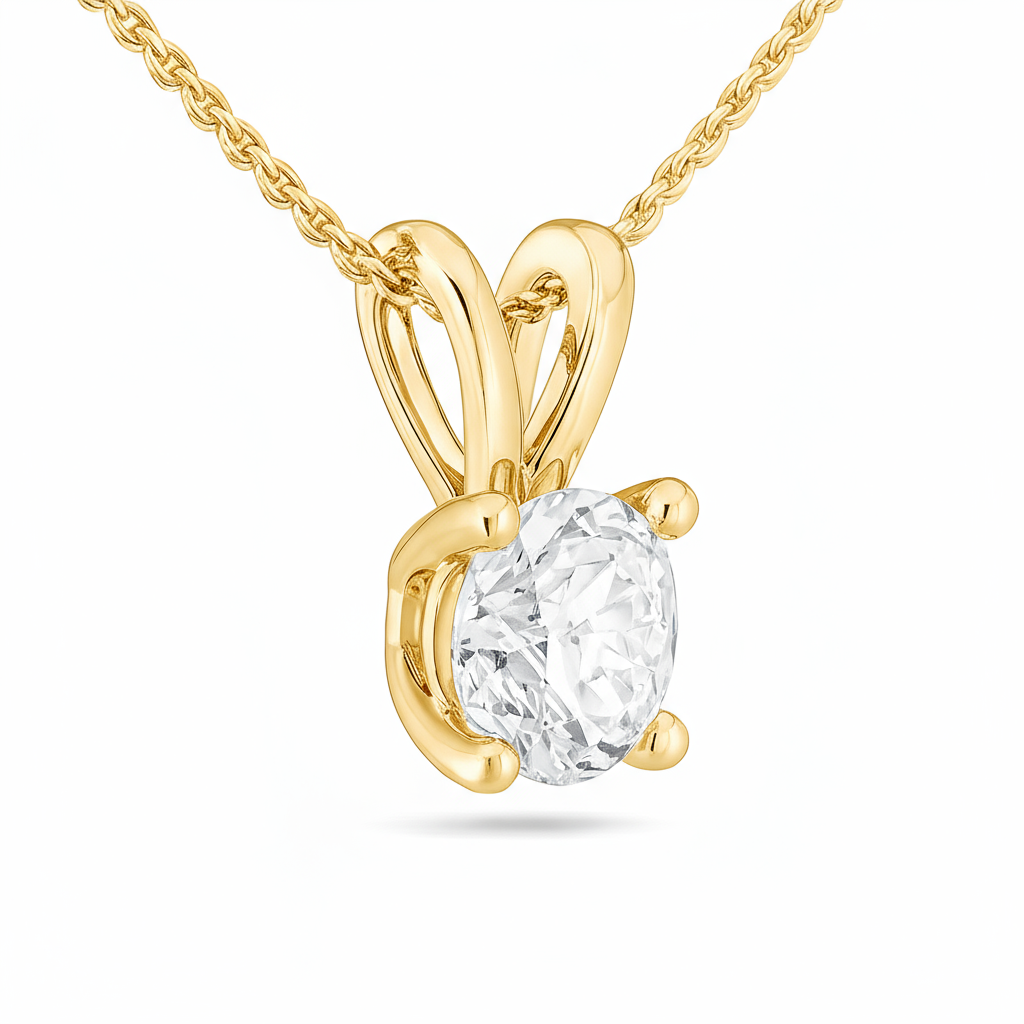 1 Carat, Colour D-E, Clarity VVS-VS, Solitaire Diamond Pendant Necklace with Chain