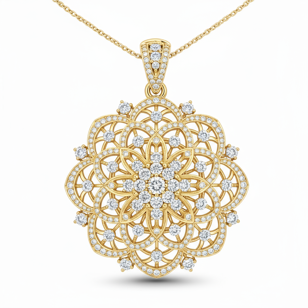 Eternal Blossom Diamond Pendant with Chain in 10K White Gold