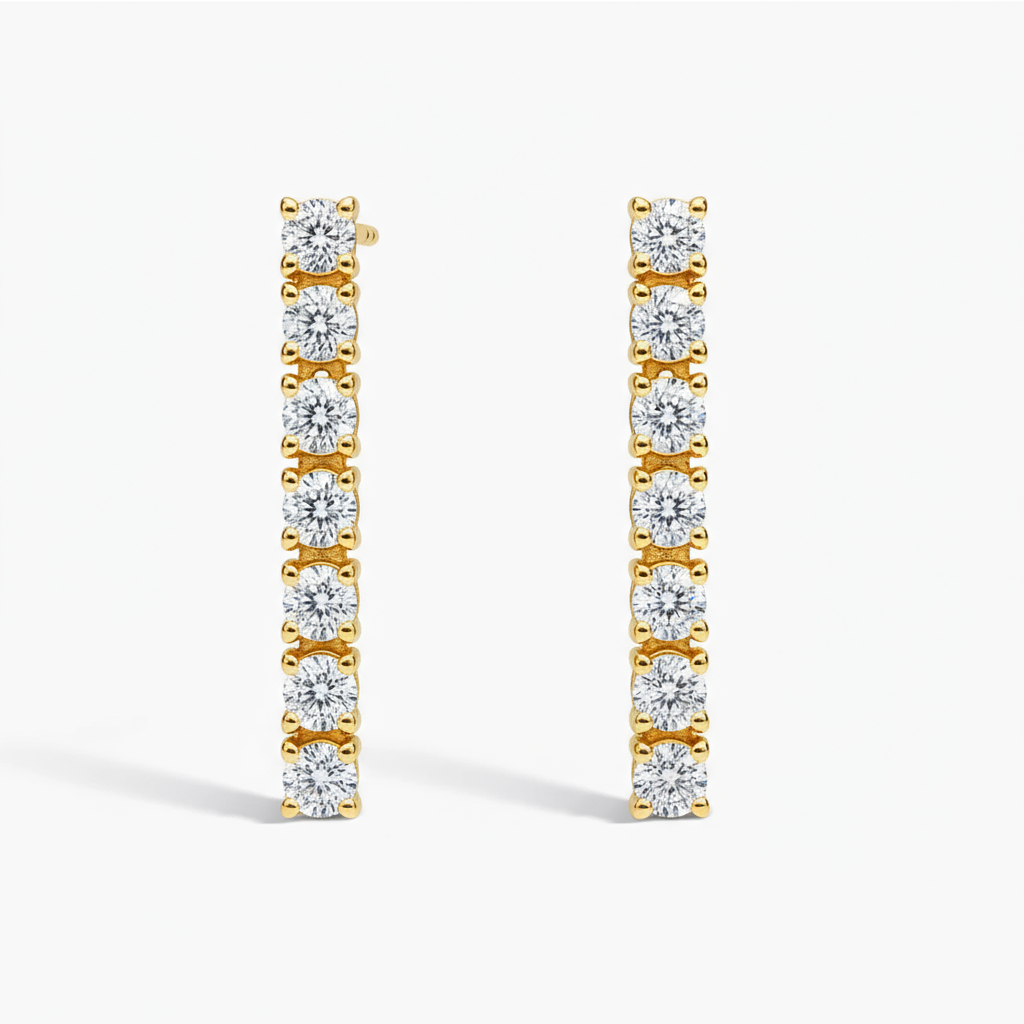 2 Carat Diamond Line Drop Earrings in Sterling Silver