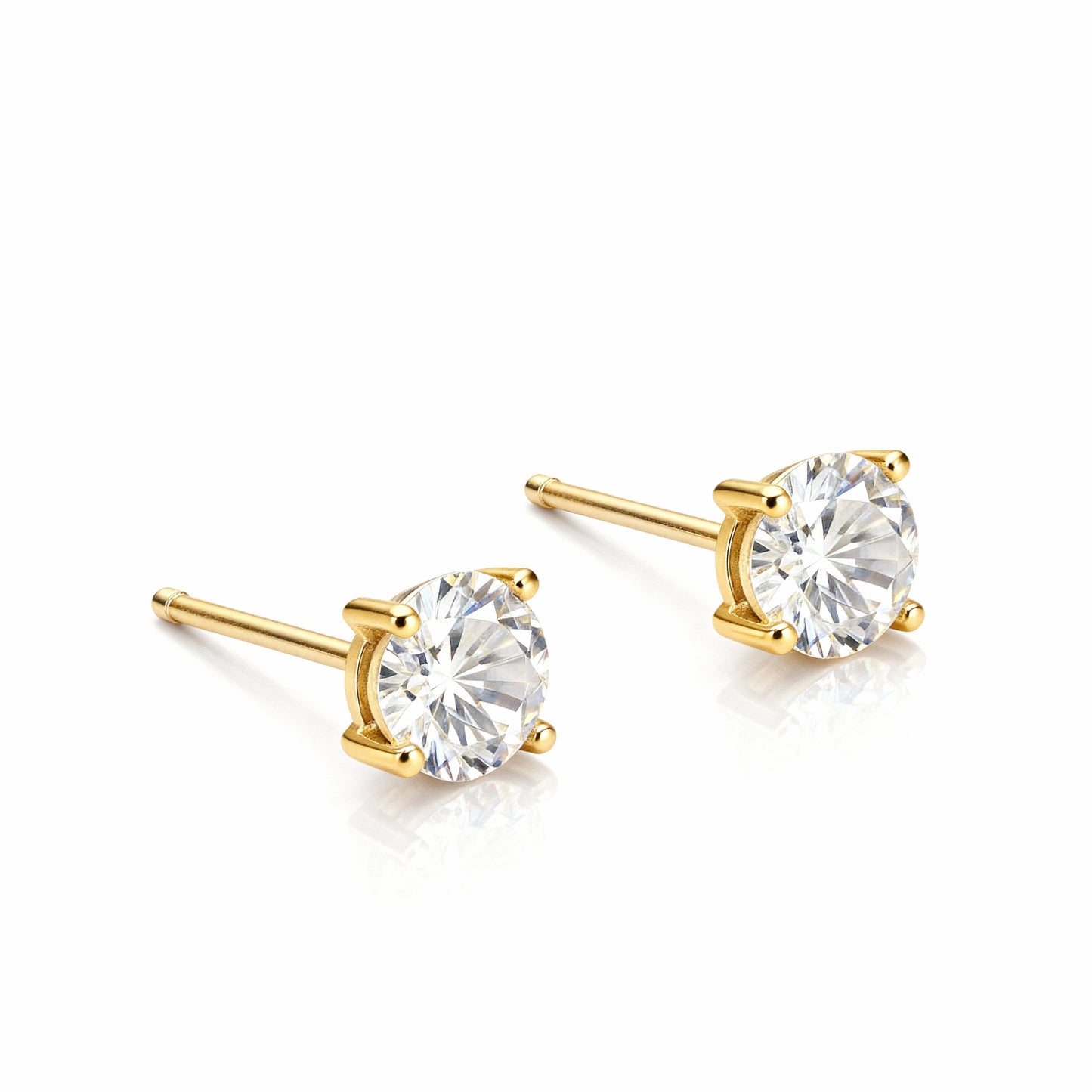 2 Carat Round-Cut Diamond Solitaire Stud Earrings