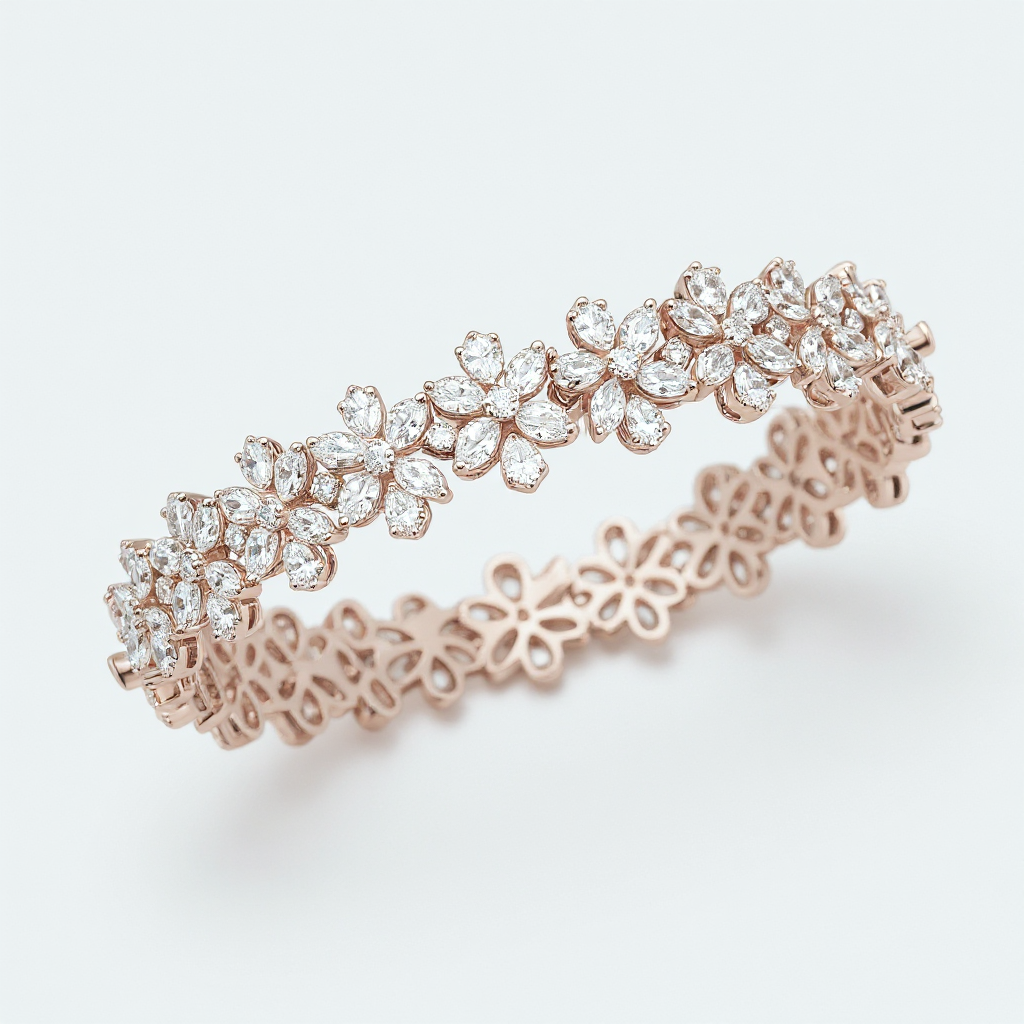 7.5 ct to 20 ct Diavont Floral clip Diamond Tennis Bracelet