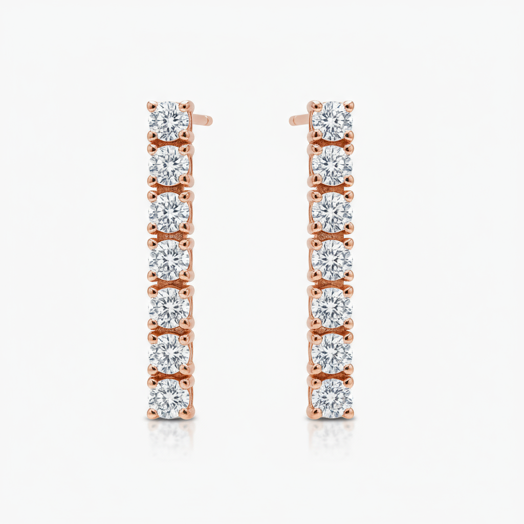 2 Carat Diamond Line Drop Earrings in Sterling Silver