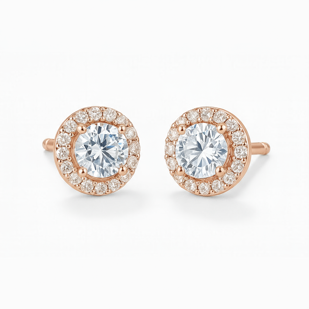 4 Carat Halo Cut Diamond Stud Earrings