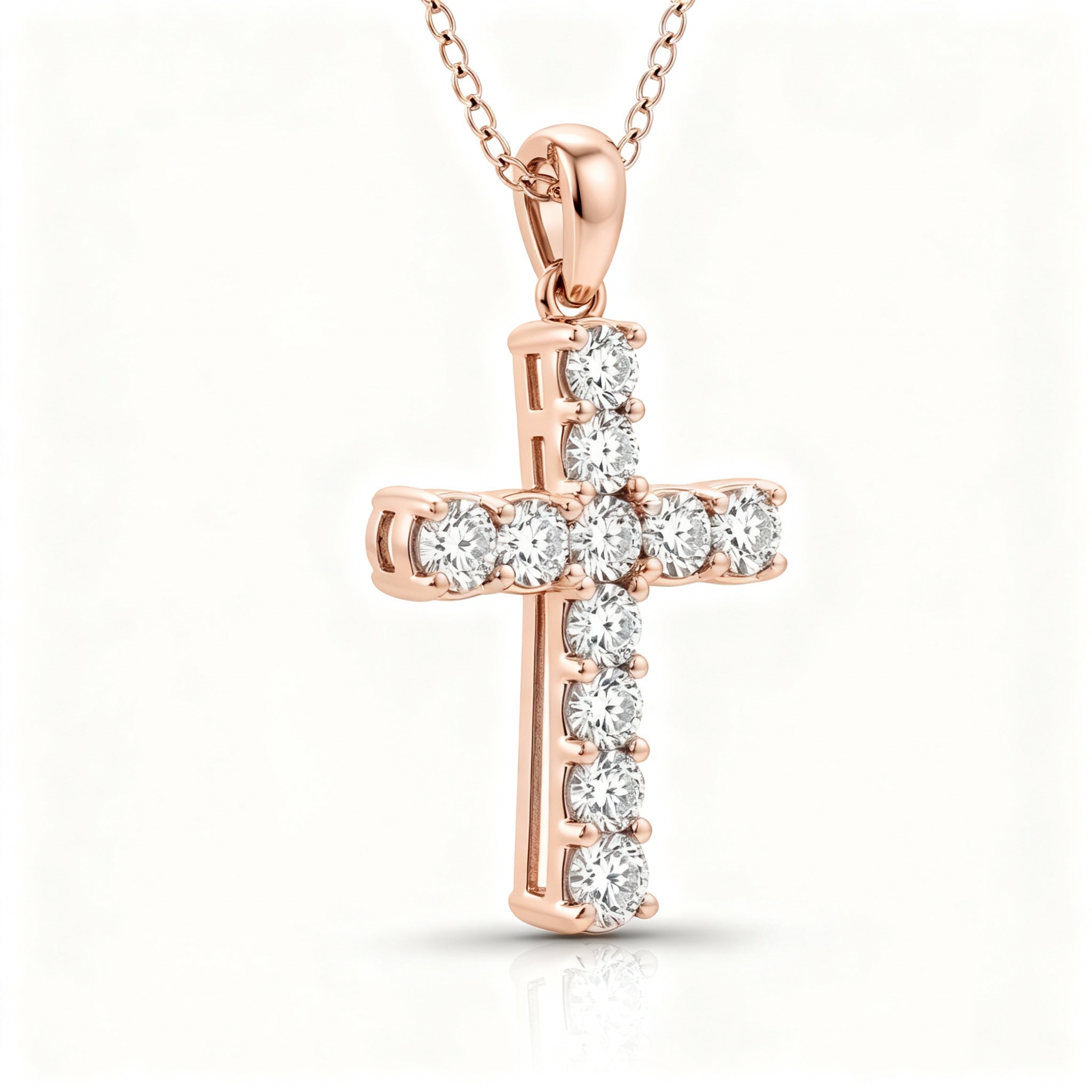 Sleek Diamond Cross Necklace with Chain