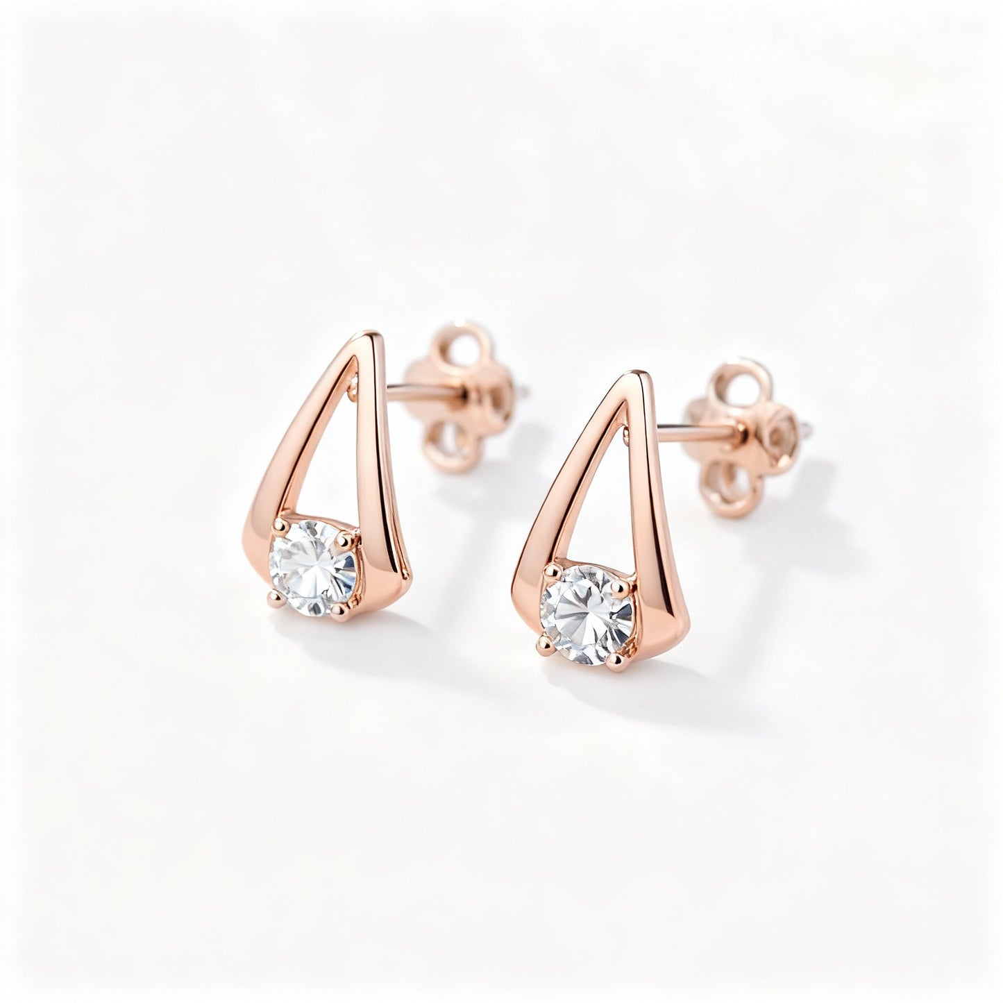 2 Carat Diamond Triangle Stud Earrings in Sterling Silver
