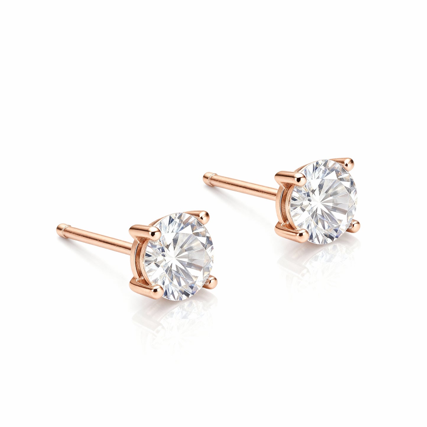 2 Carat Round-Cut Diamond Solitaire Stud Earrings