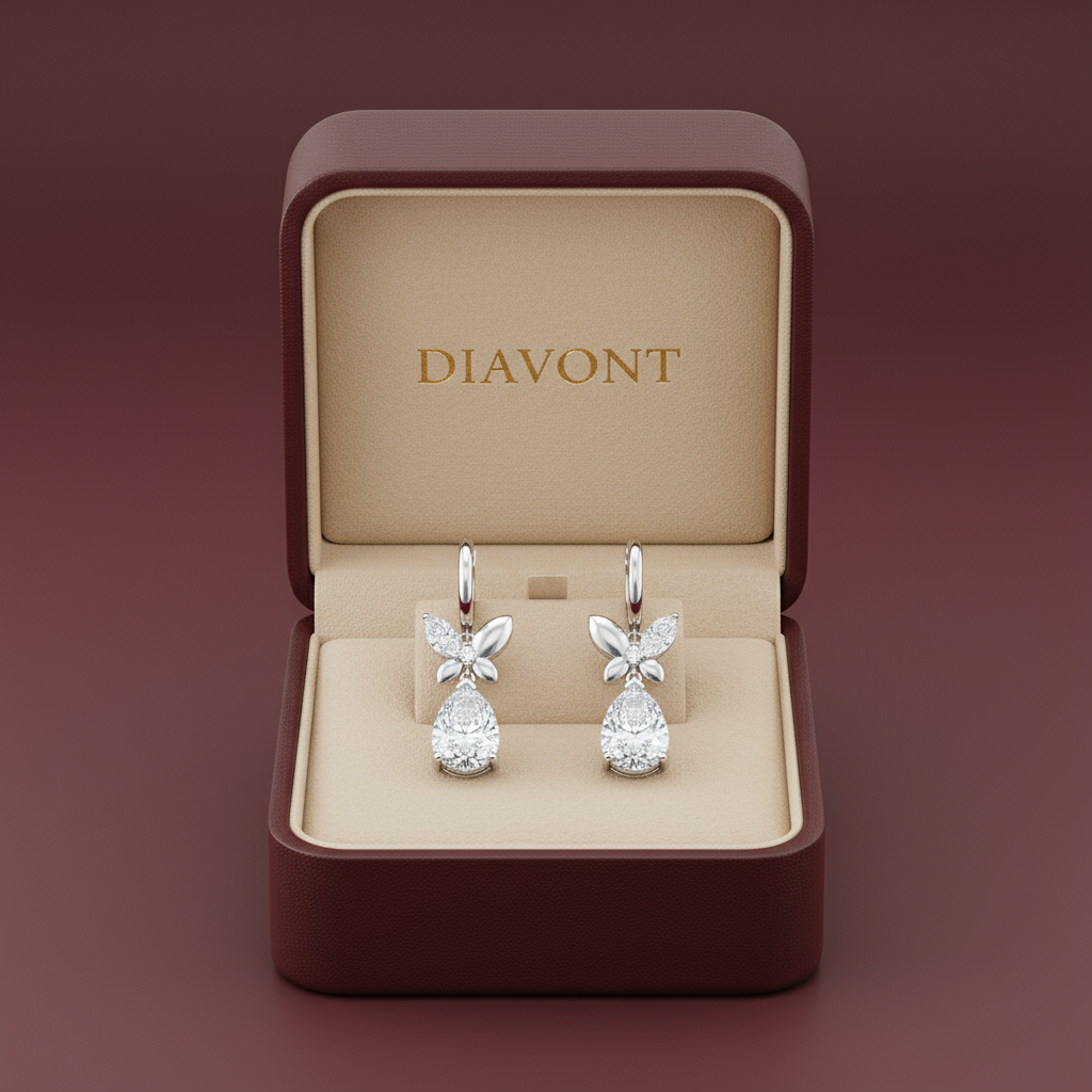 2 Carat Drop Butterfly Pear Earrings