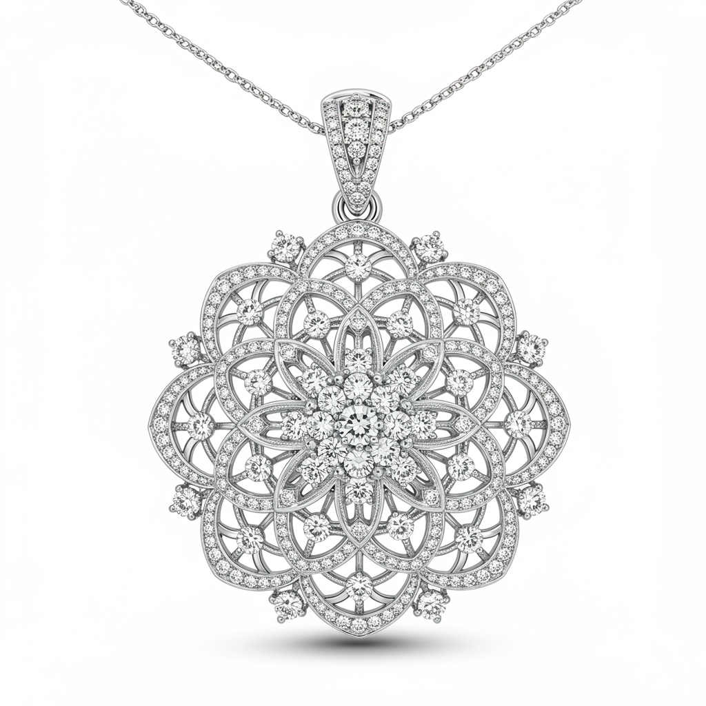 Eternal Blossom Diamond Pendant with Chain in 10K White Gold