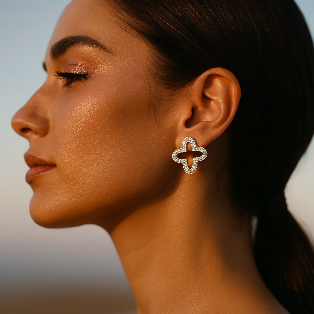 2 Carat Floral Stud Earrings